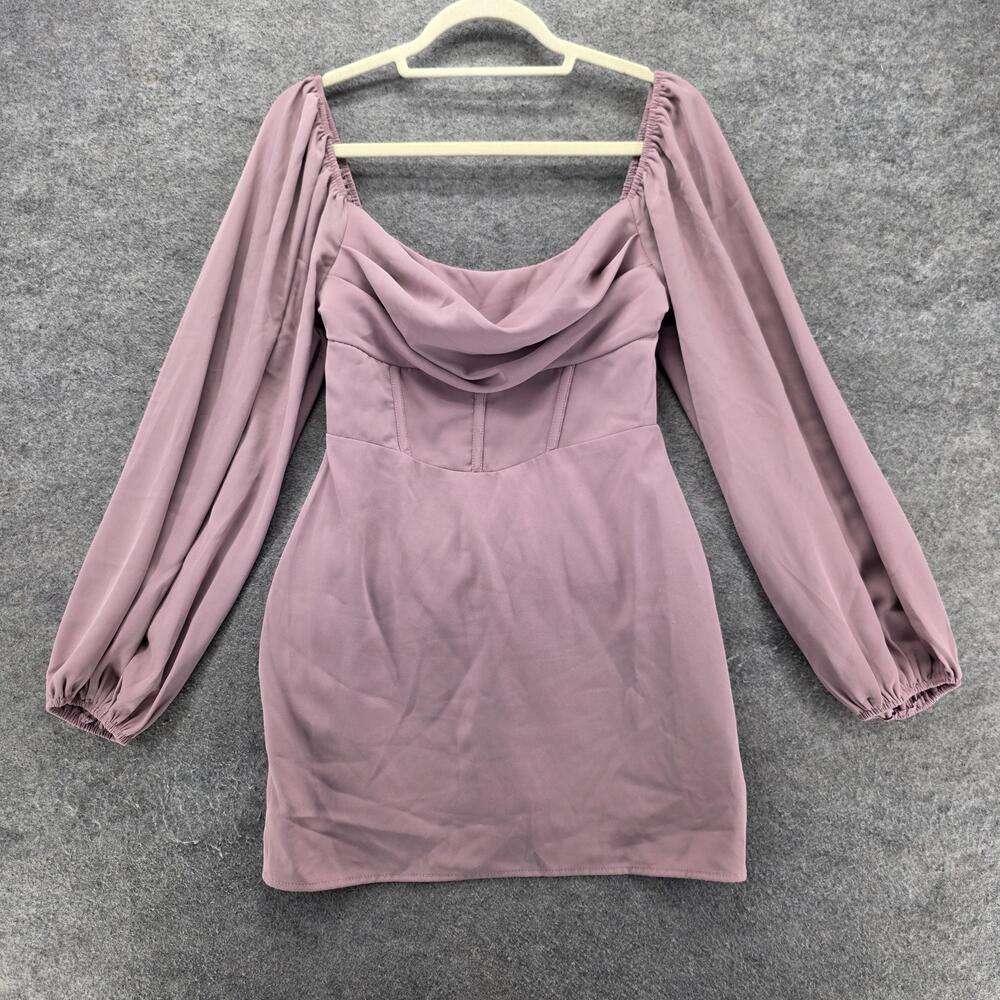 Princess Polly Dress Womens 6 Purple Bodycon Cowl Neck Balloon Sleeve Lined